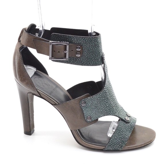 Tory Burch Teagan Stingray Vegan Gladiator Sandals Caged Heels 8 M - Picture 4 of 8